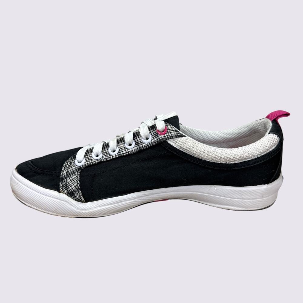 Keds Women Sneakers Size 6.5 Black Plaid Canvas Lace Up Low Top Y2K Casual